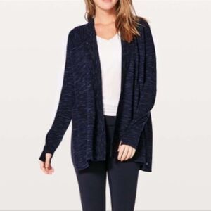 Lululemon Blissful Zen Cardigan Wool Sweater Magnetic Blue Women Size 4